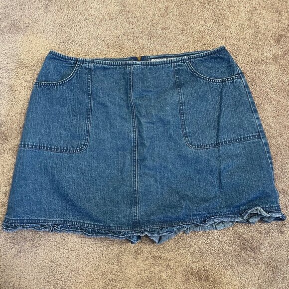 Vtg Carolina Blues Plus 16W Denim Skort Ruffled Hem & Front Pockets 100% Cotton - Picture 1 of 8